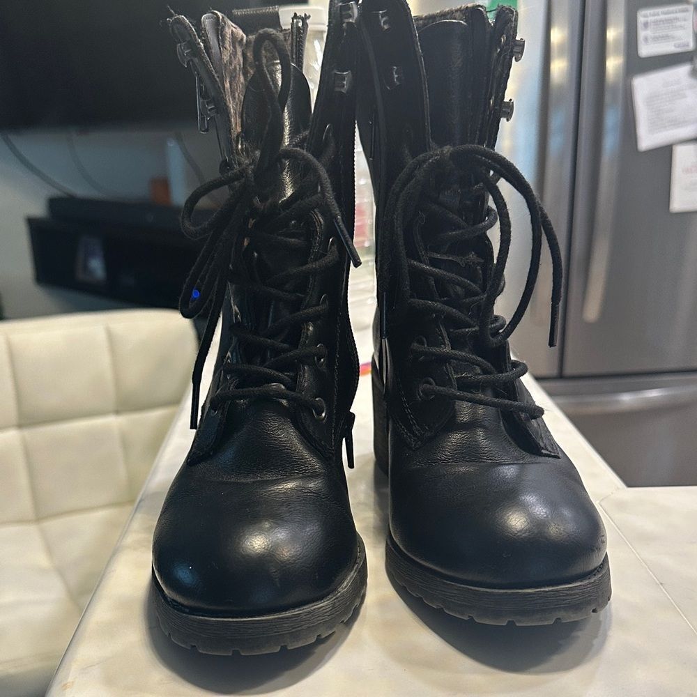 Sun and Stone Black Combat Boots for Women